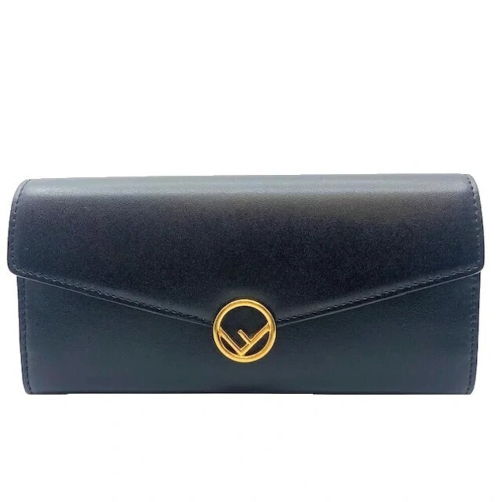 FENDI Continental Wallet Black Leather Long